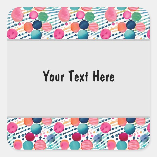 Pegatina Cuadrada Lunares y Rayas 12 (Anverso)