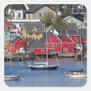 Pegatina Cuadrada Lunenberg, Nueva Escocia, Canadá. 3