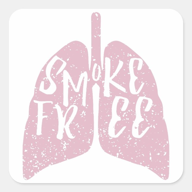 Pegatina Cuadrada Lung Health Smoke Free (Anverso)