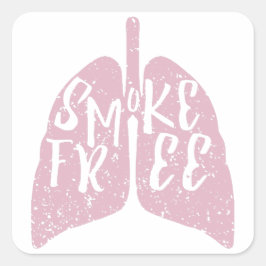 Pegatina Cuadrada Lung Health Smoke Free
