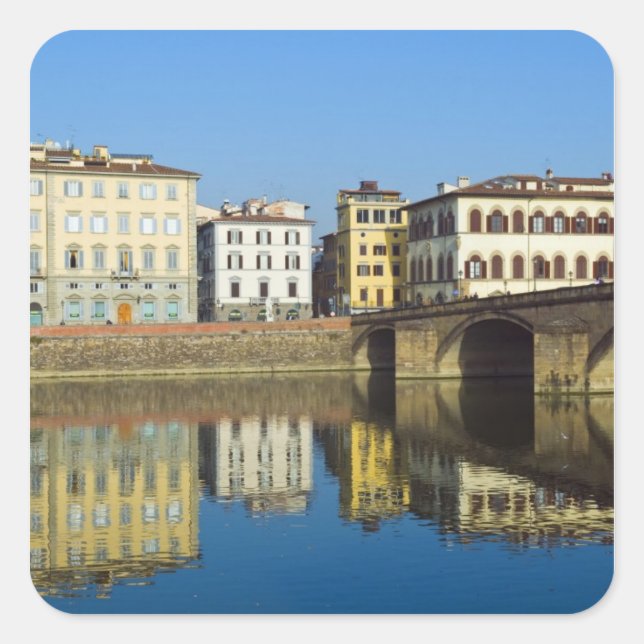 Pegatina Cuadrada Lungarno Vespucci, Ponte alla Carraia, (Anverso)