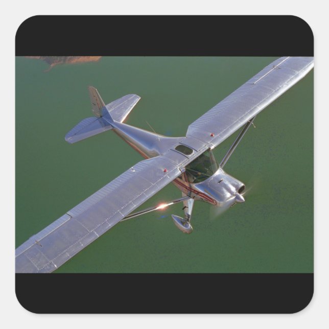 Pegatina Cuadrada Luscombe, Modelo 8, Aviación clásica 1948 (Anverso)