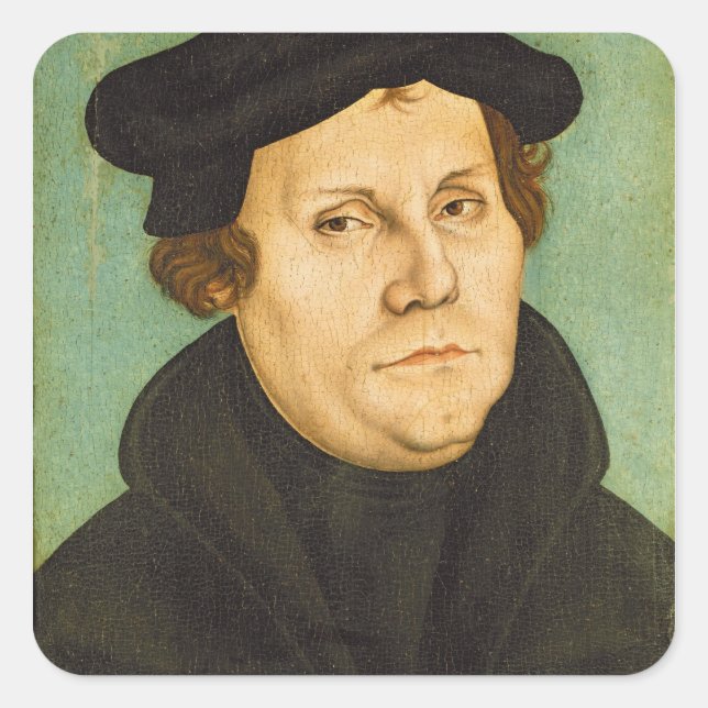 Pegatina Cuadrada Luther como profesor, 1529 (Anverso)