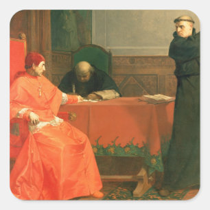 Pegatina Cuadrada Luther delante de Cajetan cardinal