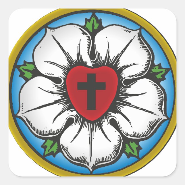 Pegatina Cuadrada luther rosa (Anverso)