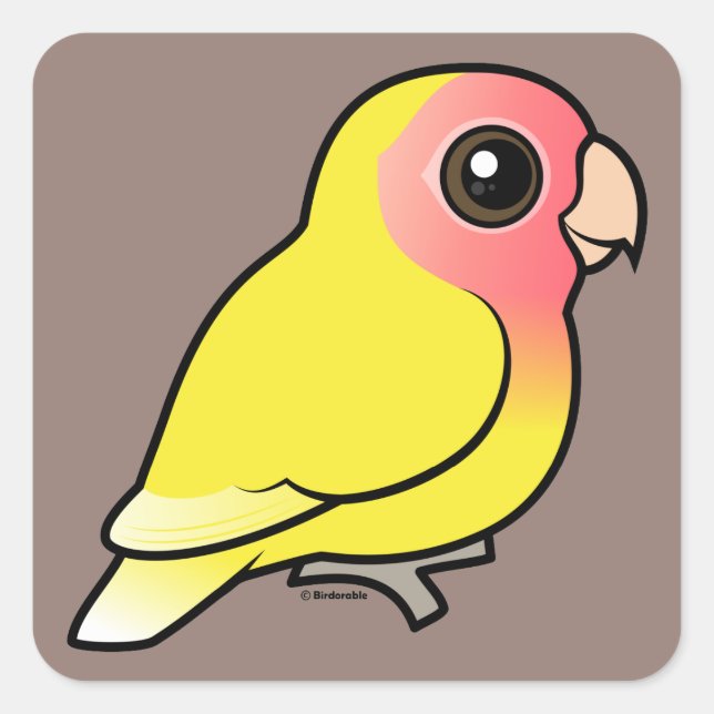 Pegatina Cuadrada Lutino Peach-face Lovebird (Anverso)
