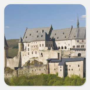 Pegatina Cuadrada Luxemburgo, Vianden. Chateau de Vianden (b. decimo