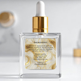 Pegatina Cuadrada Luxury Ivory Marble & Gold Foil Ingredients Label