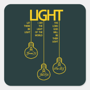 Pegatina Cuadrada Luz bíblica de los bulbos del vintage