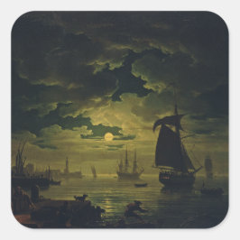 Pegatina Cuadrada Luz de luna sobre Palermo Arte gráfico de alta fid
