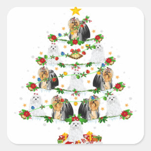 Pegatina Cuadrada Luz de Navidad de Perro Lover Navidades Shih Tzu