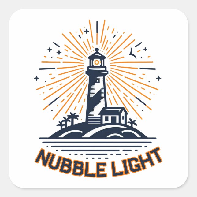 Pegatina Cuadrada Luz de Nubble Maine Amanecer (Anverso)