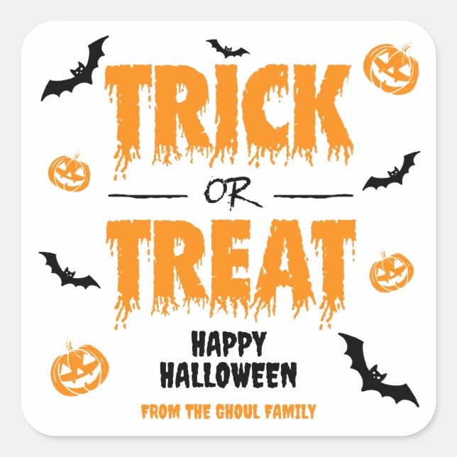 Pegatina Cuadrada Luz del Fiesta de truco o tratamiento (Anverso)