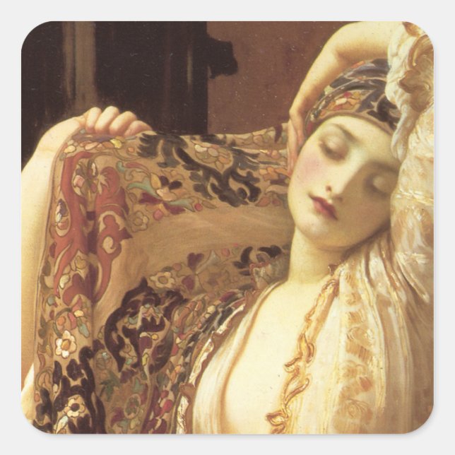 Pegatina Cuadrada Luz del Harem - Lord Frederick Leighton (Anverso)