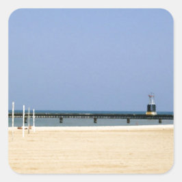 Pegatina Cuadrada Luz del lago Michigan