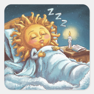 Pegatina Cuadrada luz del sol en la cama
