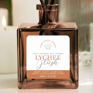 Pegatina Cuadrada Lychee Rubor naranja quemado producto difusor de r