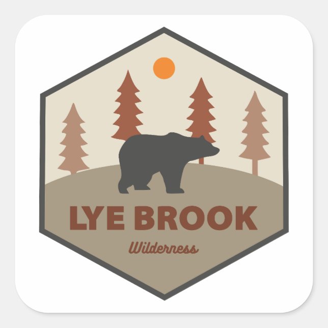 Pegatina Cuadrada Lye Brook Wilderness Vermont Oso (Anverso)