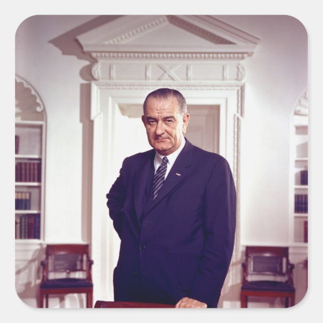 Pegatina Cuadrada Lyndon B Johnson (Anverso)
