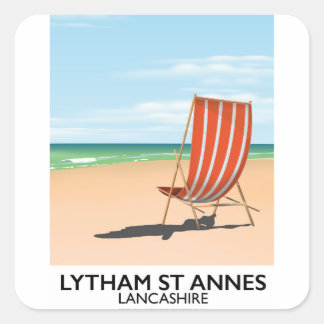 Pegatina Cuadrada Lytham St Annes Lancashire poster marítimo