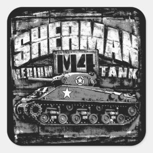 Pegatina Cuadrada M4 Sherman
