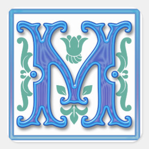 Pegatina Cuadrada M - Letra M del vintage