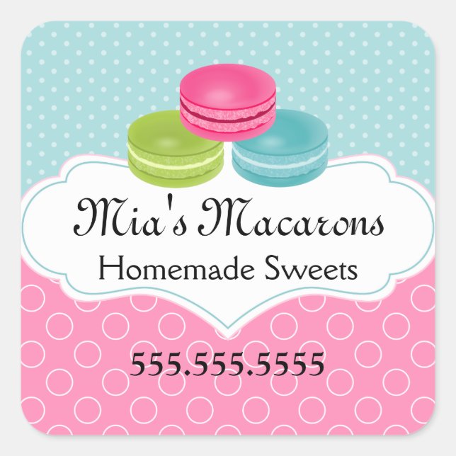 Pegatina Cuadrada Macaron Bakery Box Seol (Anverso)
