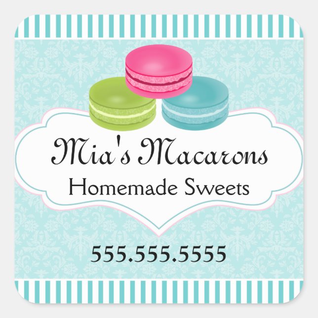 Pegatina Cuadrada Macaron Bakery Box Seol (Anverso)