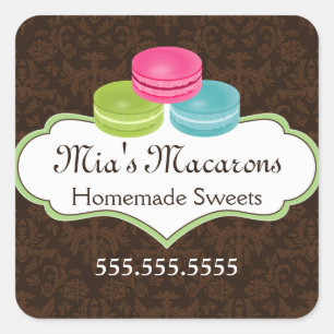 Pegatina Cuadrada Macaron Bakery Box Seol