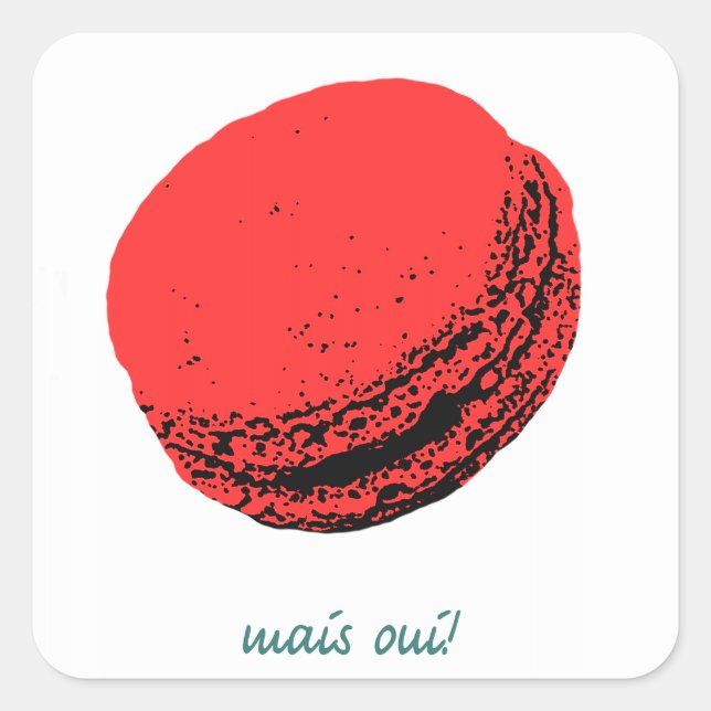 Pegatina Cuadrada macaroon de fresa (Anverso)