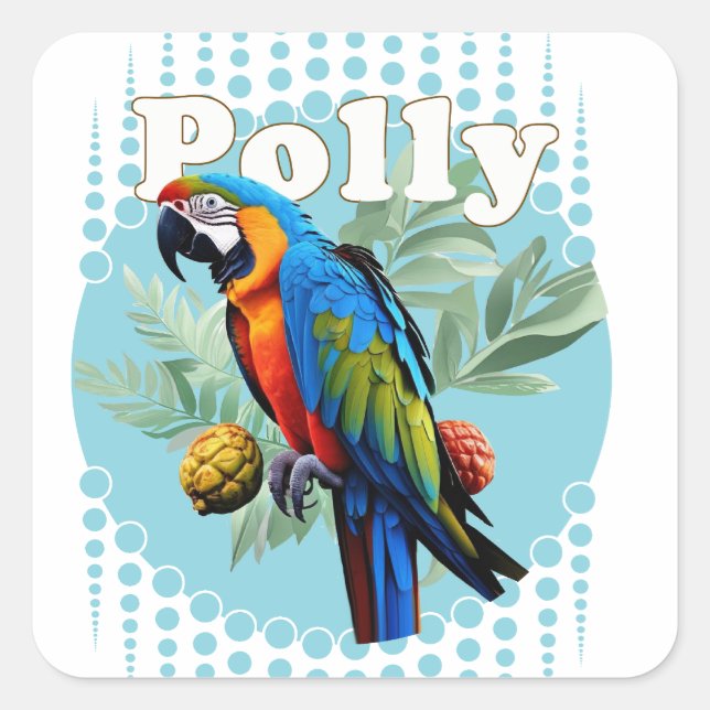 Pegatina Cuadrada Macaw (Anverso)