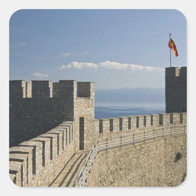 Pegatina Cuadrada MACEDONIA, Ohrid. Castillo de Samoil-Castillo 2 (Anverso)