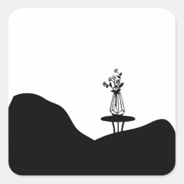 Pegatina Cuadrada Maceta boho en la mesa