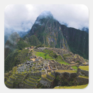Pegatina Cuadrada Machu Picchu, Perú