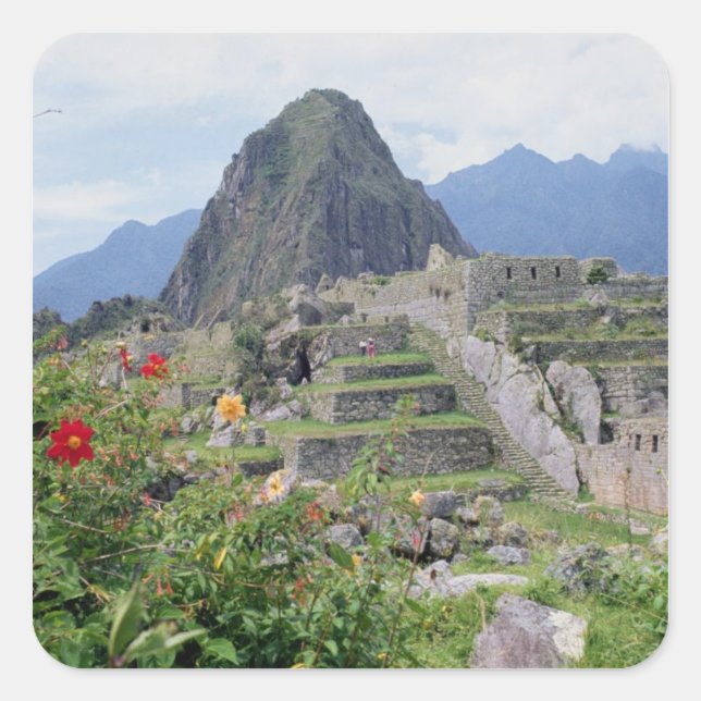 Pegatina Cuadrada Machu Picchu, Perú (Anverso)