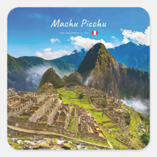 Pegatina Cuadrada Machu Picchu, Perú - Ruinas de la Ciudadela Inca