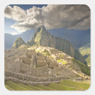 Pegatina Cuadrada Machu Picchu, ruinas antiguas, UNESCO mundo 2