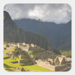 Pegatina Cuadrada Machu Picchu, ruinas antiguas, UNESCO mundo 4