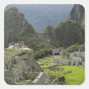 Pegatina Cuadrada Machu Picchu, ruinas de la ciudad inca, Perú.2