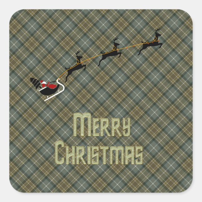 Pegatina Cuadrada MacKellar Weathered Scottish Tartán (Anverso)