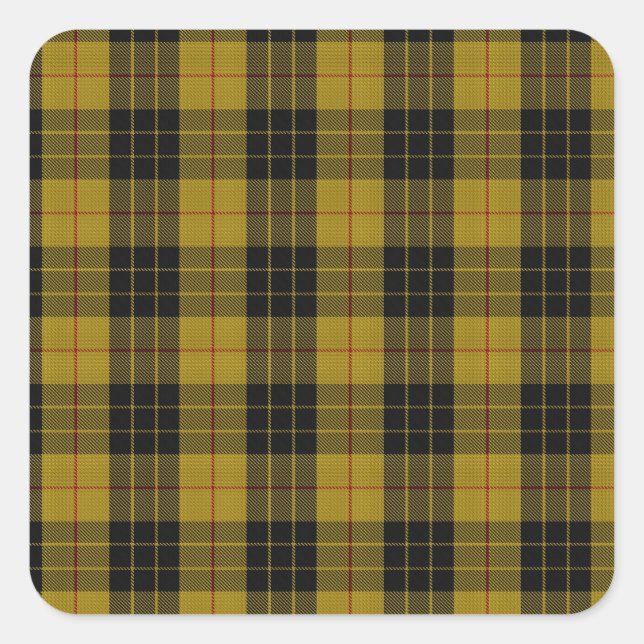 Pegatina Cuadrada MacLeod Clan Tartán (alias "MacLeod en voz alta") (Anverso)