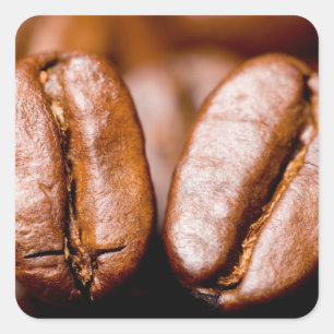 Pegatina Cuadrada Macro de granos de café