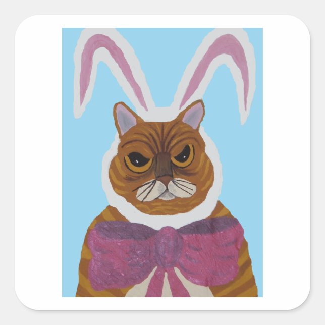 Pegatina Cuadrada Mad Cat (Anverso)