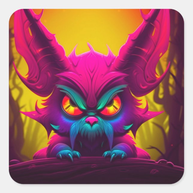 Pegatina Cuadrada Mad Creature (Anverso)