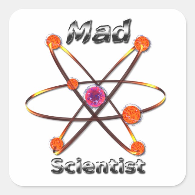Pegatina Cuadrada Mad Scientist (Anverso)