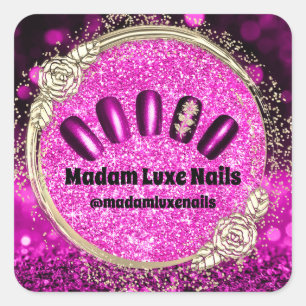 Pegatina Cuadrada Madam Luxe Nail Purpurina Purple Gold Pinky