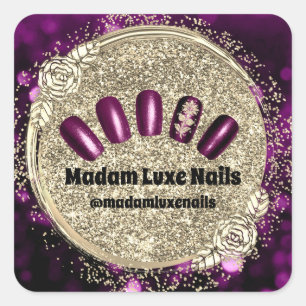 Pegatina Cuadrada Madam Luxe Nail Purpurina Purple Gold Royals