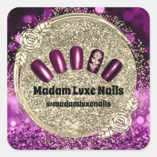 Pegatina Cuadrada Madam Luxe Nail Purpurina Purple Gold Violet