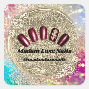 Pegatina Cuadrada Madam Luxe Purpurina Rosa Burgundy Gold