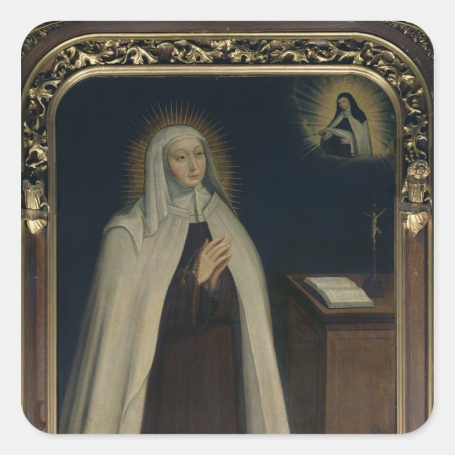 Pegatina Cuadrada Madame Acarie conocida como Marie de l'Incarnation (Anverso)